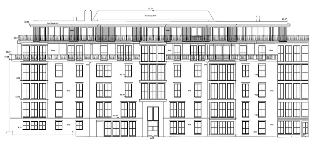 Laser scanned the apartment blocks o provide detailed 2D elevations showing cladding panels and joins